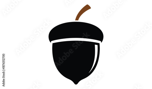 Black acorn icon isolated on white background