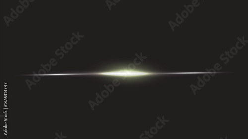 Glowing horizontal white light line with radiant shine and beam effect. Futuristic energy streak with shimmer, flare, and neon glow. Perfect for digital highlights.