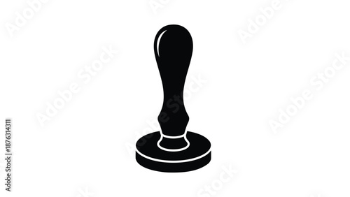 Rubber stamp with handle on white background office supply for marking documents