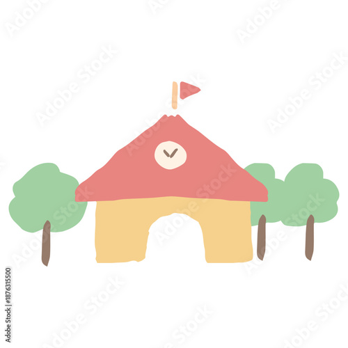 入園・入学案内に使える やさしいイラストカットシリーズ｜幼稚園の校舎
Gentle Illustration Cut Series for Kindergarten Entrance & School Admission｜Kindergarten Building