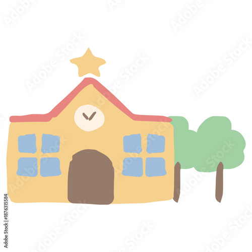 入園・入学案内に使える やさしいイラストカットシリーズ｜幼稚園の校舎
Gentle Illustration Cut Series for Kindergarten Entrance & School Admission｜Kindergarten Building