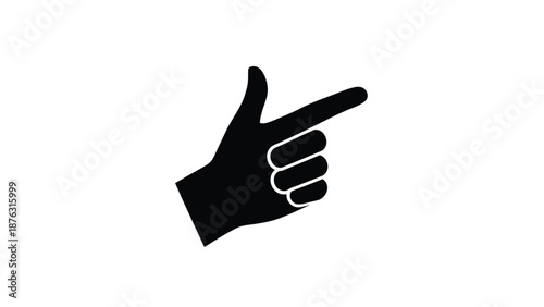 Hand gesture icon showing thumb and index finger pointing to the right side isolated on white background