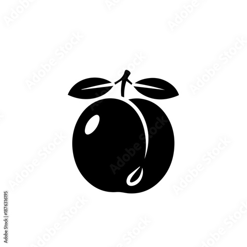 Simple black plum illustration isolated on white background, Vector