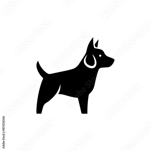 Black and white dog silhouette isolated on white background, Vector