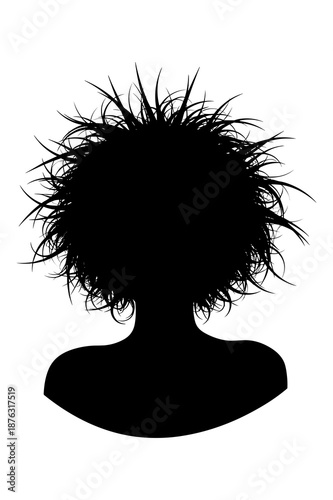 Silhouette portrait featuring an individual with extremely messy and spiky hair