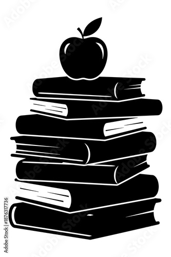 Stack of school books topped with a fresh apple symbolizes learning and knowledge