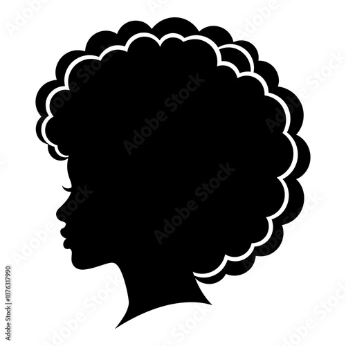 Silhouette profile of a black woman with large natural afro hairstyle