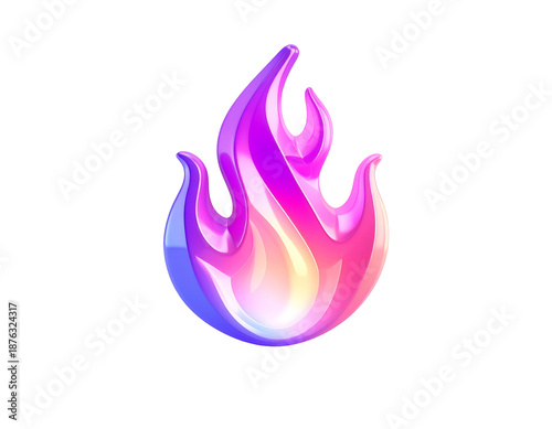 Cartoonish, colorful flame graphic with gradients on a black background
