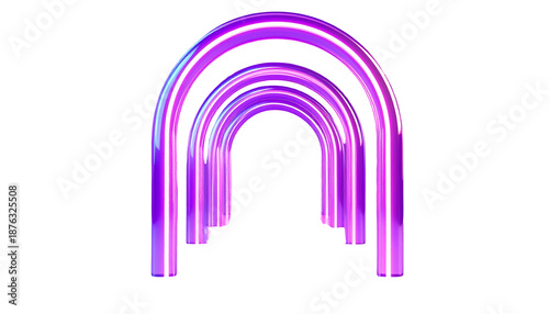 Three stacked, glowing, neon-like arches on a solid black background