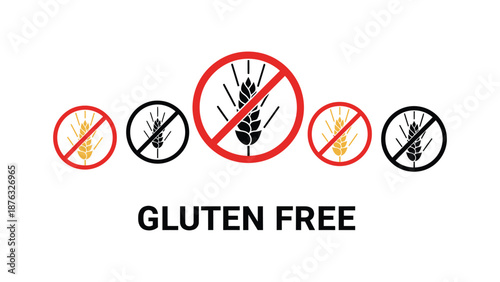 A gluten free sign with icons indicating no gluten ingredients