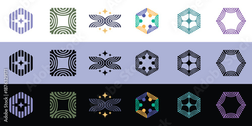 Abstract Geometric Minimalist Symbol Bundle with Dynamic Line Effects for Branding Identity