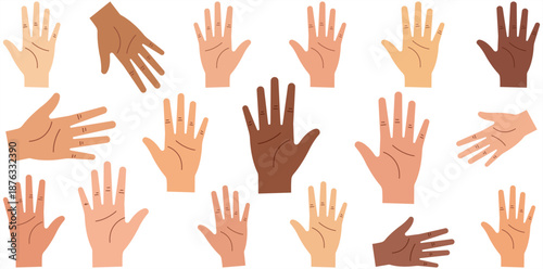 "Diverse Set of Colorful Hands Illustrations