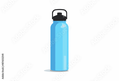 Sleek and Durable Blue Metal Water Bottle with Black Cap for Convenient Hydration