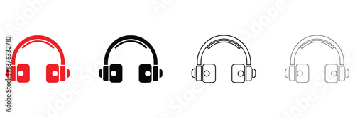 vintage headphone icon vector, headset icon symbol vector, silhouette and line art