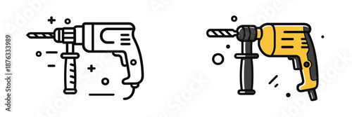 Vector illustration of hand drills in a minimalist style