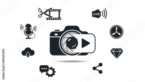 Cloud Computing Network Icon Set Representing Online Storage Data Sync Backup and Digital Infrastructure Technology
