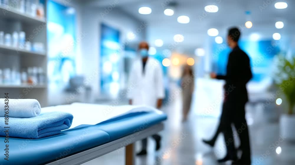 custom made wallpaper toronto digitalBlurred medical clinic interior with equipment, defocused treatment bed, soft-focus wellness design, clinical banner visual, health care service setting, with copy space