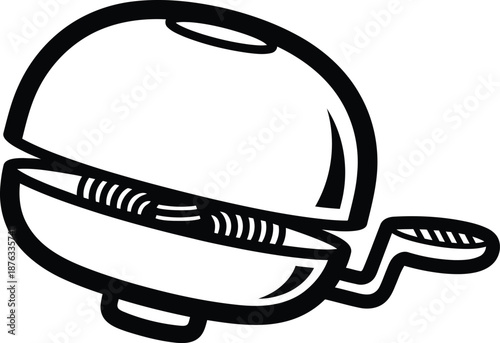 Simple line drawing of a barbecue grill with lid open