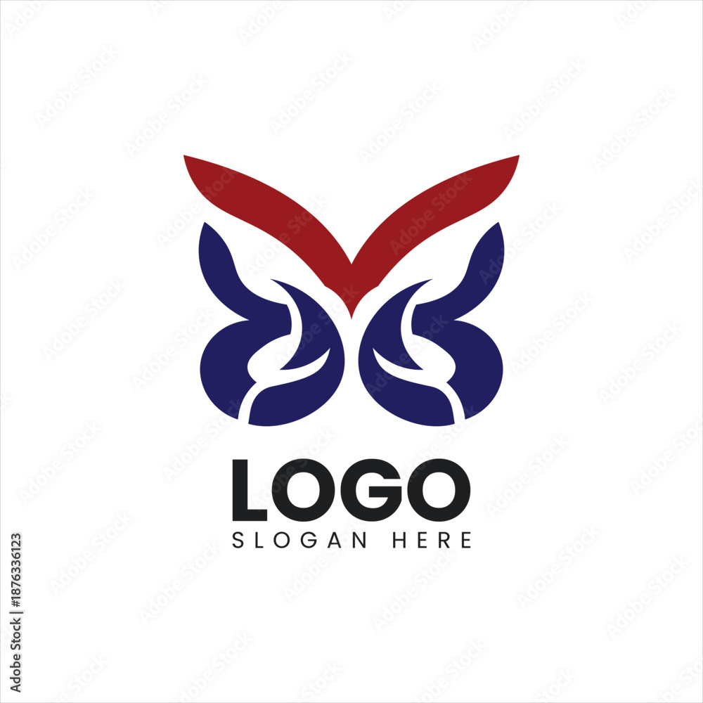Obraz premium Abstract Butterfly Style Logo Icon for Wellness or Organic Brand