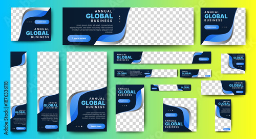 Professional ads banner template set design. Business web banner layout for cover, flyer, social media, background, poster, card. vector	

