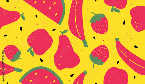 Cute mix fruits pattern background vector design