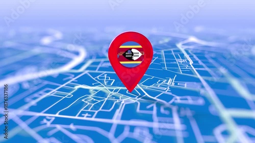 Swaziland Flag Pin Location On Digital Map Revealing By Cloth