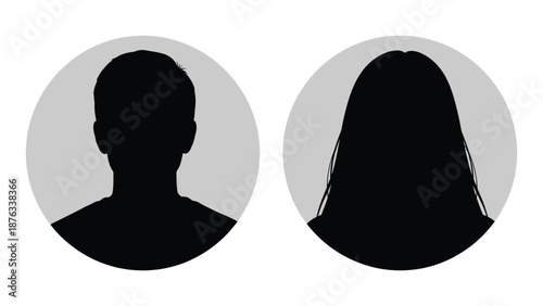 Anonymous male and female user profile icons in silhouette style