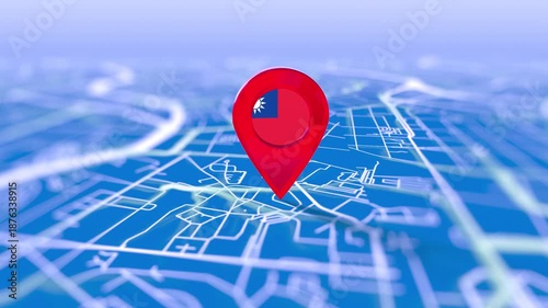 Taiwan Flag Pin Location On Digital Map Revealing By Cloth