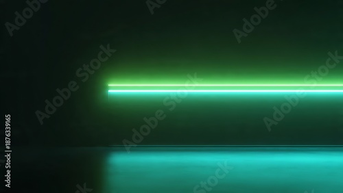 Green Neon Light Bar on Dark Background image photo