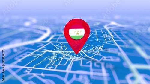 Tajikistan Flag Pin Location On Digital Map Revealing By Cloth