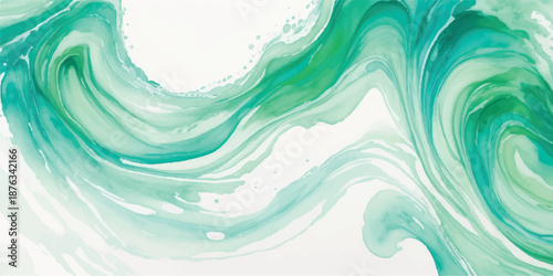 Wallpaper Mural Dynamic Green Splash Fluid Art Abstract, Refreshing Marble Texture on White Background Torontodigital.ca