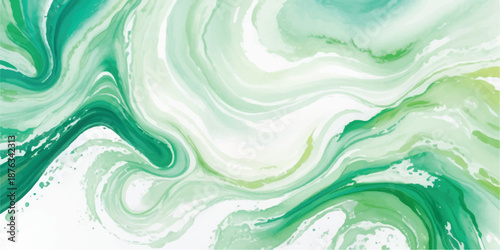 Wallpaper Mural Sweeping Emerald and Teal Fluid Waves, Vibrant Alcohol Ink Abstract for Home Decor Torontodigital.ca