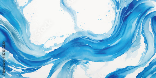 Intricate Blue Ink Tendrils and Swirls Spreading in Water, Abstract Watercolor Marble Texture Background
