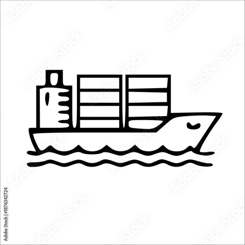 Container ship illustration representing global trade and maritime logistics