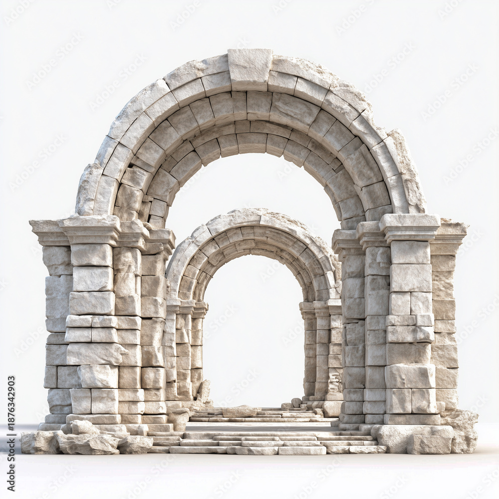 Obraz premium Ancient stone arch ruins isolated on white
