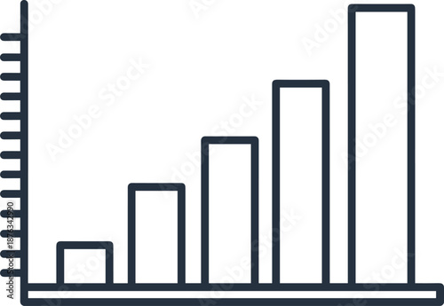 Minimal bar chart icon representing data analytics, business growth, statistics visualization, performance metrics, financial reports, and progress tracking