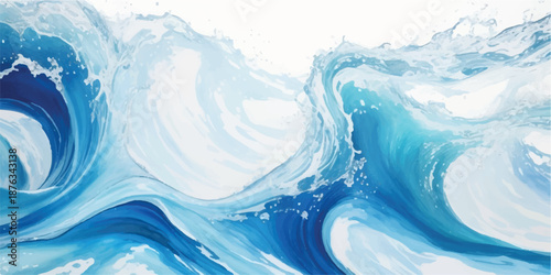 Ethereal Light Blue Water Splash Abstract Watercolor and Ink Design