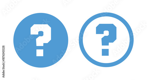 Blue Question Mark Icon Set Flat and Line Art FAQ Symbol Vector Illustration