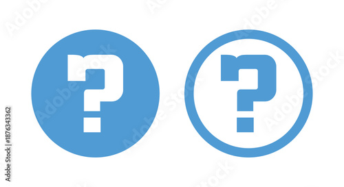 Question Mark Icon Set Blue Round Symbols for FAQ and Support Vector Illustration