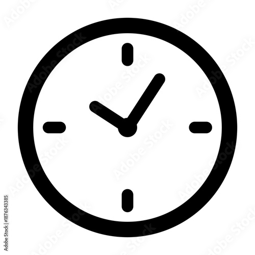 Clock Icon Silhouette. Modern Black Time Watch Symbol Isolated on White Background. Vector Illustration