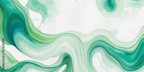 Wallpaper Mural Emerald Green and White Marble Swirl Pattern, Bold Fluid Art Background for Modern Design Torontodigital.ca