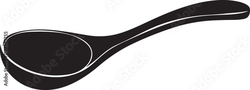 A black spoon on a white background