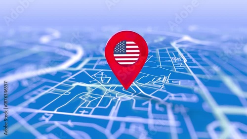 Usa Flag Pin Location On Digital Map Revealing By Cloth