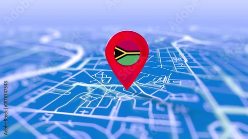 Vanuatu Flag Pin Location On Digital Map Revealing By Cloth