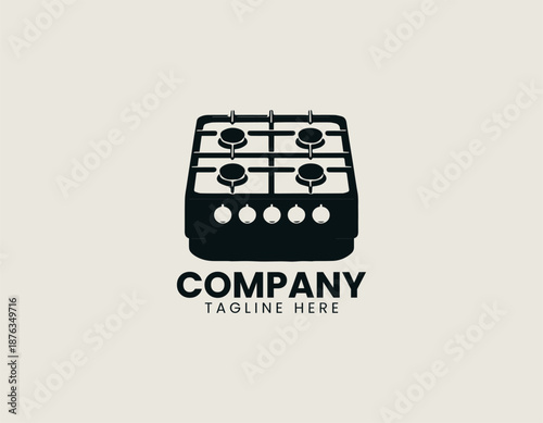 Black gas stove vector logo illustration