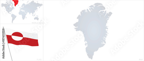 Greenland map and flag.. vector