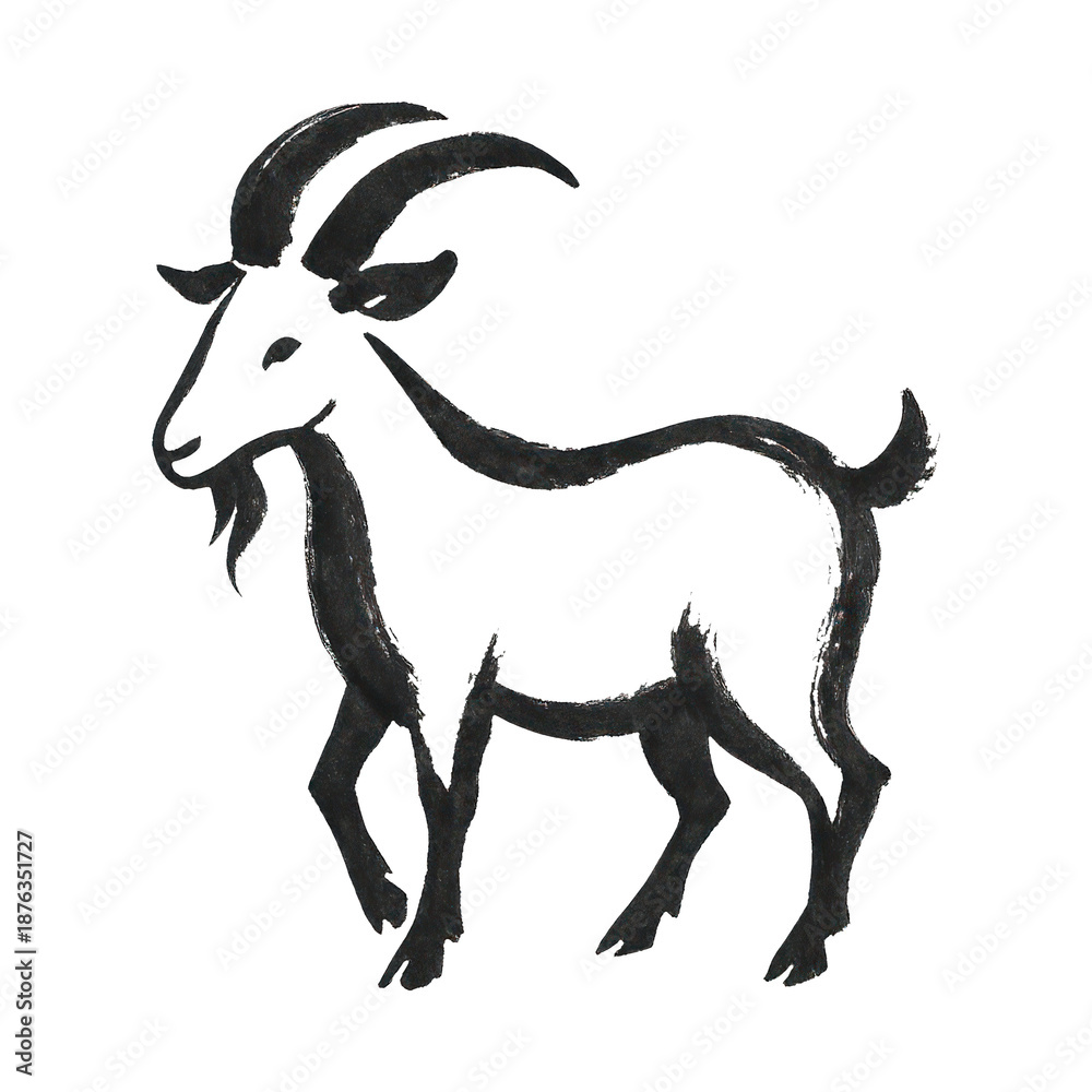 Obraz premium PNG Minimalist ink goat illustration