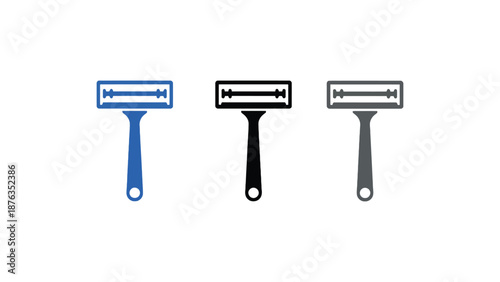 A set of colorful razor icons on a clean white background