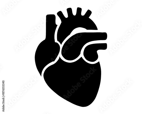 human heart silhouette, body anatomy icon, icon isolated on white background

