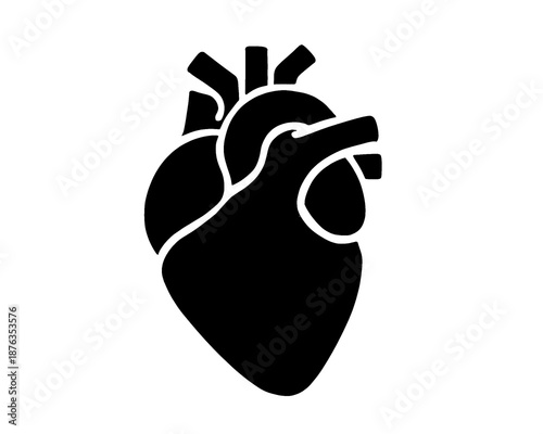 human heart silhouette, heart health icon, vector illustration
